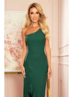 Tmavozelené dlhé dámske šaty cez jedno rameno v španielskom štýle 317-3