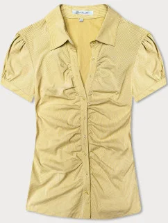 Bluzka z krótkim rękawem żółta w paski (SST16222D)