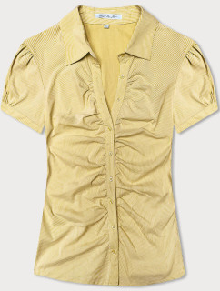 Bluzka z krótkim rękawem żółta  w paski (SST16222D)