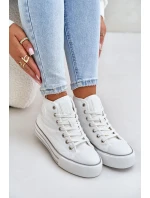 Ocieplane Trampki Damskie Na Platformie OO274A473 Białe
