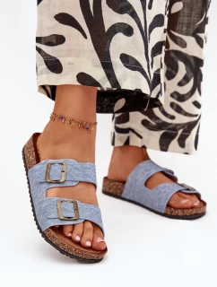 Dámske papuče na platforme s prackami Light Denim Vesina