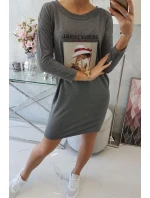 Šaty s potlačou košíka v grafitovej farbe