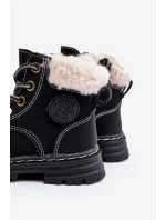 Dziecięce Trapery Botki Na Suwak z Kożuszkiem Czarne Marialee