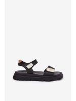 Dámske kožené sandále na platforme Zazoo 40443 black