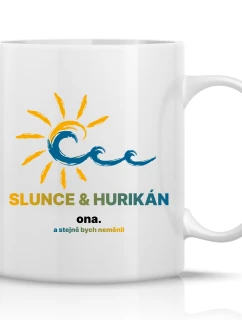 SLUNCE & HURIKÁN - klasický bílý keramický hrníček 300 ml