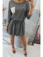 Flitrové šaty s vreckami v grafitovej farbe