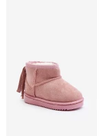 Dziecięce Ocieplane Botki Śniegowce Z Frędzlami Różowe Mikyla