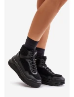 Sneakersy Damskie Na Platformie Z Futerkiem Typu Baranek Lee Cooper LCJ-24-47-3145 Czarne