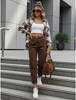 Dámske džínsy mom fit hnedé FashionStreet UY2844 Dámske džínsy mom fit hnedé FashionStreet UY2844