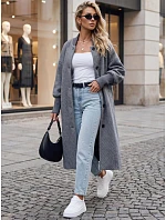 Dlhý dámsky kabát s gombíkmi, modrý, FashionStreet NY0776 Dlhý dámsky kabát s gombíkmi, modrý, FashionStreet NY0776