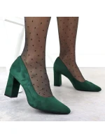 Zelené semišové lodičky na ihlovom podpätku Sergio Leone PB216