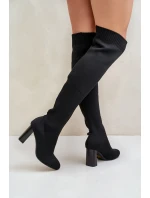 Kozaki Ze Skarpetkową Cholewką Za Kolano Na Słupku Czarne Esanira