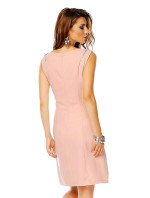 Spoločenské šaty značkové moderný strih s ozdobnými zipsami na ramenách ružové - Ružová / XL - J & J
