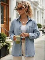 Dámska modrá džínsová košeľa FashionStreet DY0490 Dámska modrá džínsová košeľa FashionStreet DY0490
