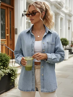 Dámska modrá džínsová košeľa FashionStreet DY0490