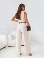 Elegantná súprava krátkej vesty a širokých nohavíc v béžovej farbe (VE90) Elegantná súprava krátkej vesty a širokých nohavíc v béžovej farbe (VE90)