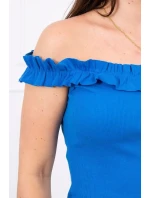 Nevädze modré volánikové šaty s pruhmi