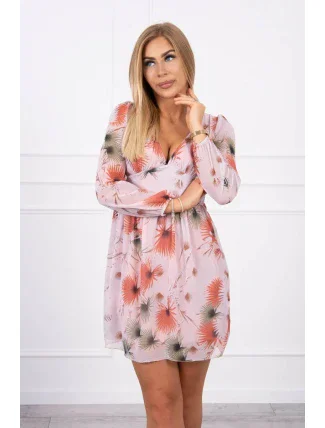 Vzdušné šaty s kvetinovým motívom púdrovo ružové