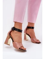 Lakierowane Sandały Damskie Na Słupku Vinceza 20266 Różowe