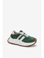 Sně sneakersy z nubuku na masivní platformě D&A GR61-5986 Zelené