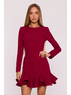 M880 Šaty s volánovým lemom - bordové