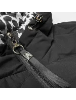 Miss TiTi (25899) Čierna dámska krátka bunda s motívom pantera