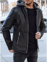 Pánska kožená bunda čierna FashionStreet TX4277
