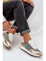 Skórzane Buty Sportowe Sneakersy Damskie D&A LR51-847 Złote