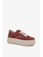 Semišové tenisky na pevnej platforme Zazoo N1270S3 Purple Semišové tenisky na pevnej platforme Zazoo N1270S3 Purple