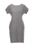 B050 Midi šaty s vreckami vo šve - sivé