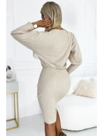 399-3 LARA Pruhované šaty s rebrovanými manžetami - BEACH 399-3 LARA Pruhované šaty s rebrovanými manžetami - BEACH