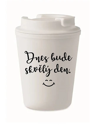 HRNČEK: DNES BUDE SKVELÝ DEŇ. – biely termohrnček 300 ml