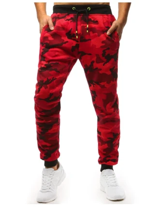 Pánske maskáčové červené tepláky FashionStreet UX1467