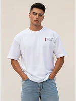 Pánske bavlnené tričko s potlačou biele FashionStreet RX5302