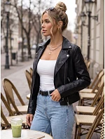 Dámska kožená bunda v štýle Ramones, čierna, FashionStreet TY5723