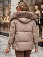 Dámska zimná prešívaná bunda s kapucňou, béžová, FashionStreet TY6005 Dámska zimná prešívaná bunda s kapucňou, béžová, FashionStreet TY6005