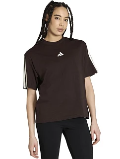 Dámske tričko adidas Essentials 3-Stripes Boyfriend, tmavo hnedé, KX0794