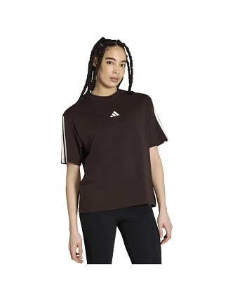 Dámske tričko adidas Essentials 3-Stripes Boyfriend, tmavo hnedé, KX0794