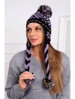Kockovaná čiapka Fabia K272 čierna+fialová