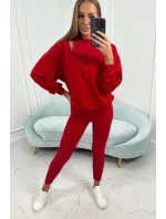 3-dielny set mikina + top + legíny červená
