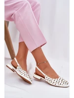 Zdobione Baleriny Na Płaskim Obcasie Białe Nilarisela