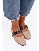 Dámské baleríny s pásky béžové Deliora