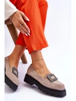 Wygodne Zamszowe Mokasyny Beżowe Agathe