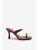 Dámské lodičky na jehle s ozdobným detailem Čokoládové Lorissa