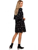 Šaty áčkového strihu s potlačou a volánovými rukávmi M445 - Moe