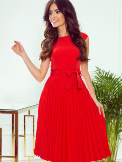 LILA - Červené dámske plisované šaty s krátkymi rukávmi 311-1 LILA
