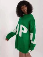 Dámsky zelený oversize sveter (8060)