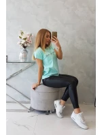 Blúzka Nakupovanie je moja kardio mätová+čierna