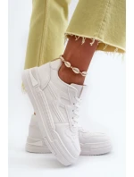 Sneakersy Damskie Na Platformie Z Eko Skóry Białe Lynnette