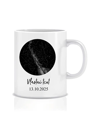 Personalizovaný klasický biely keramický hrnček s objemom 300 ml s mapou hviezd Personalizovaný klasický biely keramický hrnček s objemom 300 ml s mapou hviezd